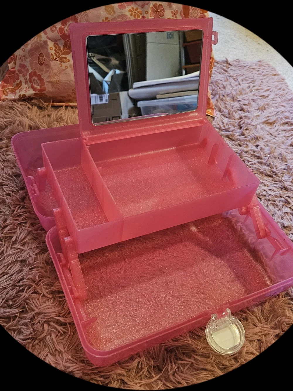 Pink✨️Glitter Cosmetic Case with Colorful Logo